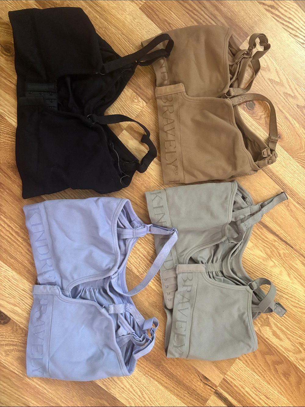 Kindred bravely Everyday Bralette Pack - Black, Tan, Lavender, Sage Large